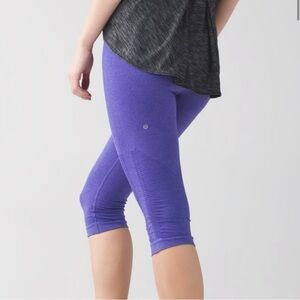 Lululemon Flow & Go Cropped Seamless Leggings Heathered  Purple Size 2